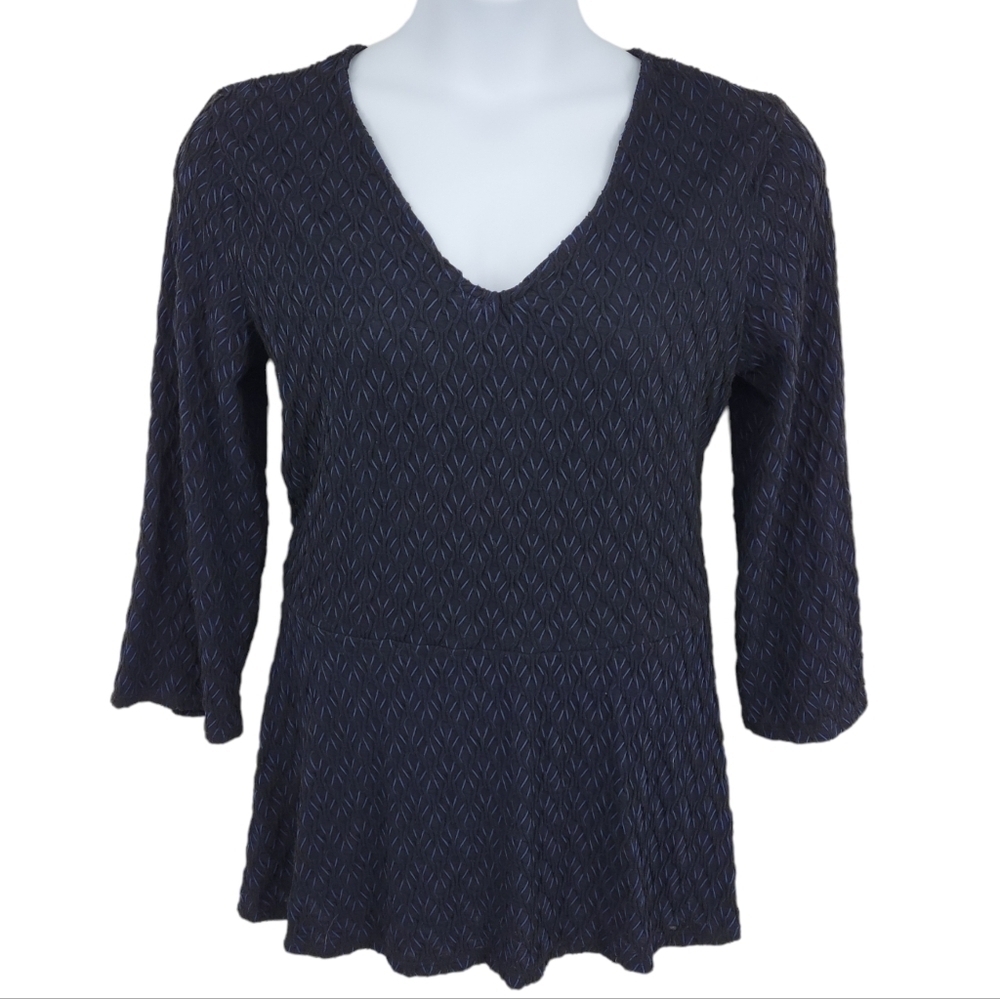 Dana Buchman Peplum Top Black and Violet Blue‎ Size XL